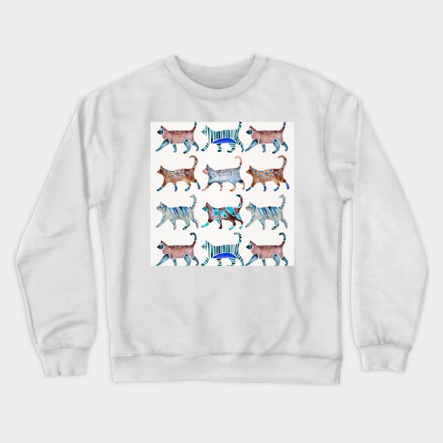 Blue Brown Cat Collection Crewneck Sweatshirt by CatCoq